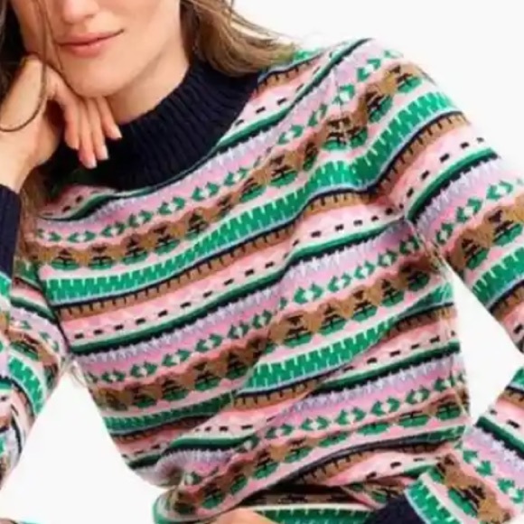 J Crew Mock Neck Lambs Wool Blend Fair Isle Sweater - XL - Picture 8 of 8